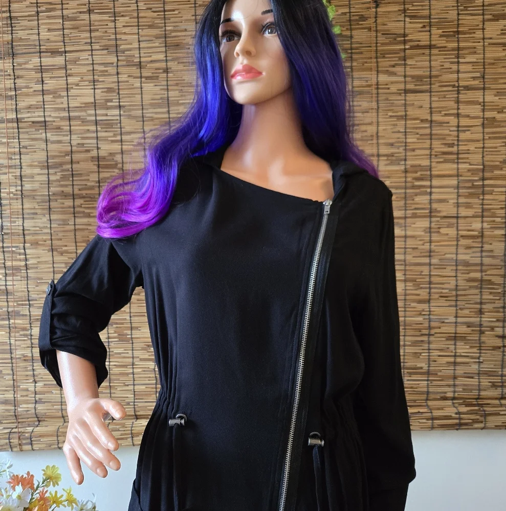 Love Tree Retro Goth Zip Up Hooded Tab Sleeve Dress Or Jacket